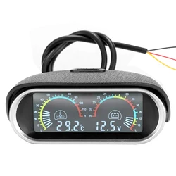 2 in 1 Universal 12.0V/24V LCD Liquid Crystal Car Digital Horizontal Gauge Water Temperature Voltage Gauges Meter Voltmeter