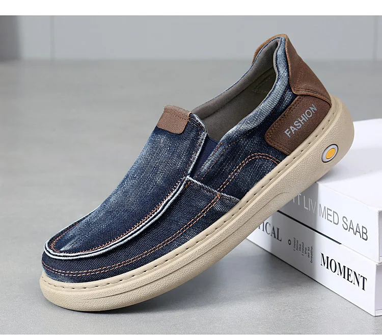 Herren Vintage Denim Slip-On Casual Loafer, weiche, dicke Sohle, atmungsaktiv, leicht, rutschfest, bequem, flache Alltagsschuhe zum Gehen – Detail 20