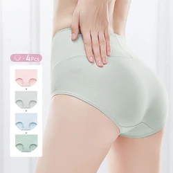 4Pcs/Set Pure Cotton Women Panties High Waist Body Shaper Underwear Plus Size 5XL Breathable Sexy Ladies Briefs  Female Lingerie