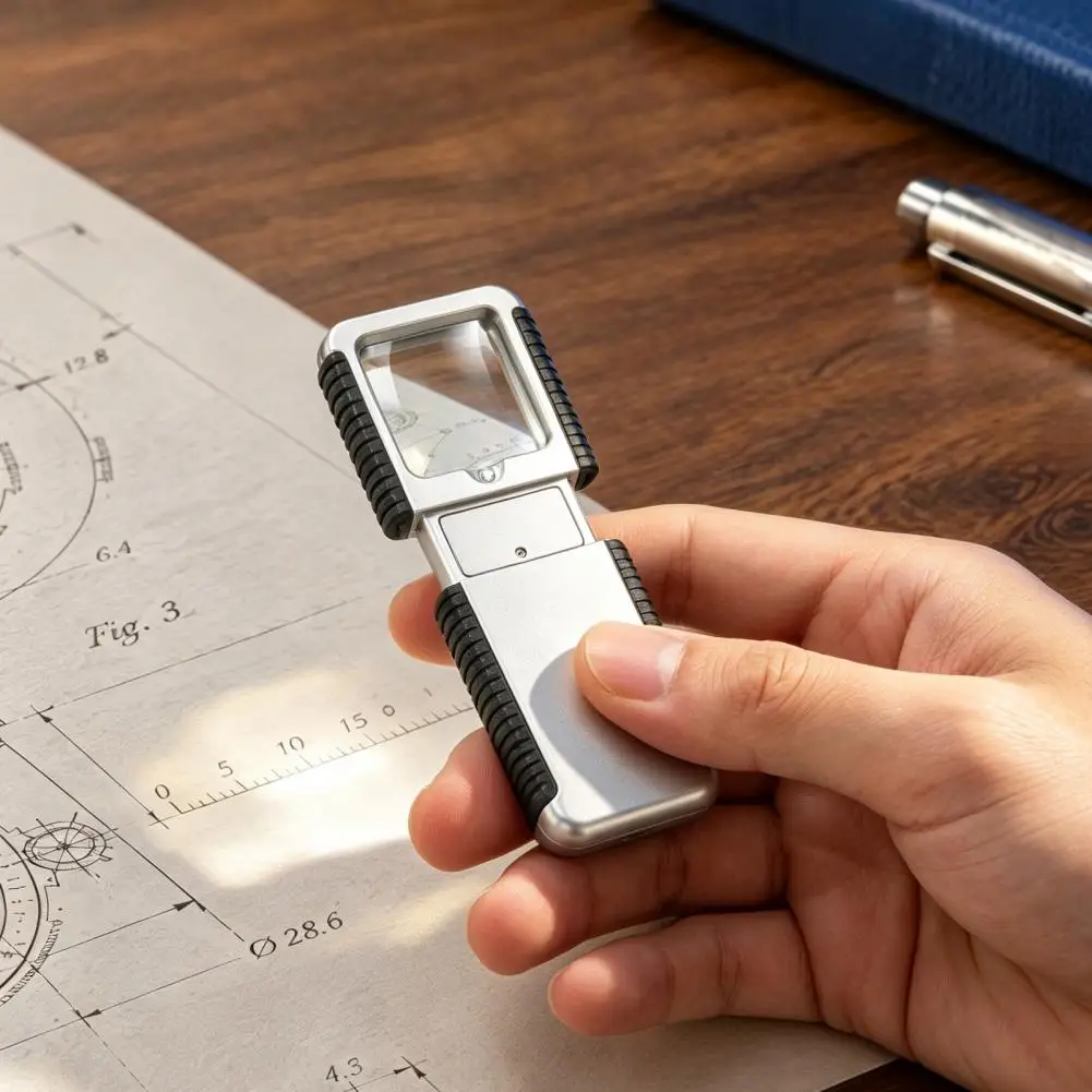 Small-Magnifying-Glass with LED Light Pocket Easy Magnifier -Hand Held Lighted Magnify Glasses for Close Work Reading Books
