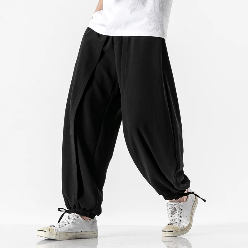 Summer Men Pants Legs Wide 2023 Male CrotCh Harem Cut Bloomers Loose Linen Cotton M-5XL