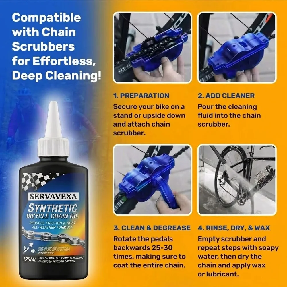 Fahrradketten-Reinigungsset Synthetisches Schmieröl 125ml Reinigungsbürste Waschwerkzeug Getriebeset für MTB Rennrad Fahrradpflege – Detail 2