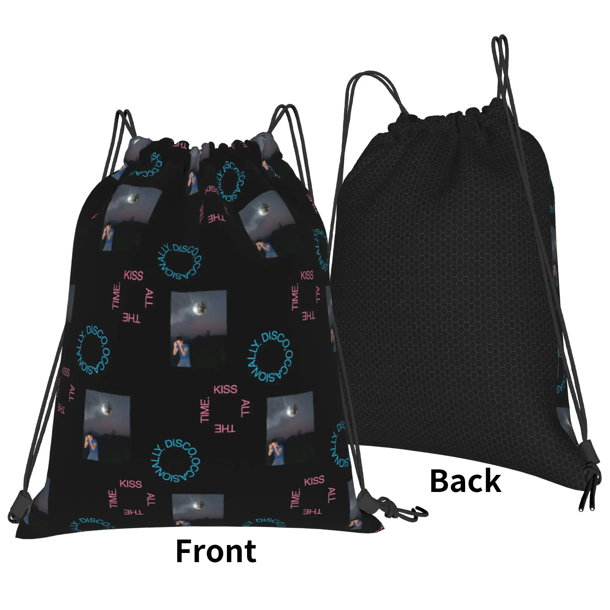Kiss All The Time Backpack Drawstring Sports Bags Gym Bag Harrys Singer Styles String Sackpack for Exercise 36cm (W) x 43cm (H)