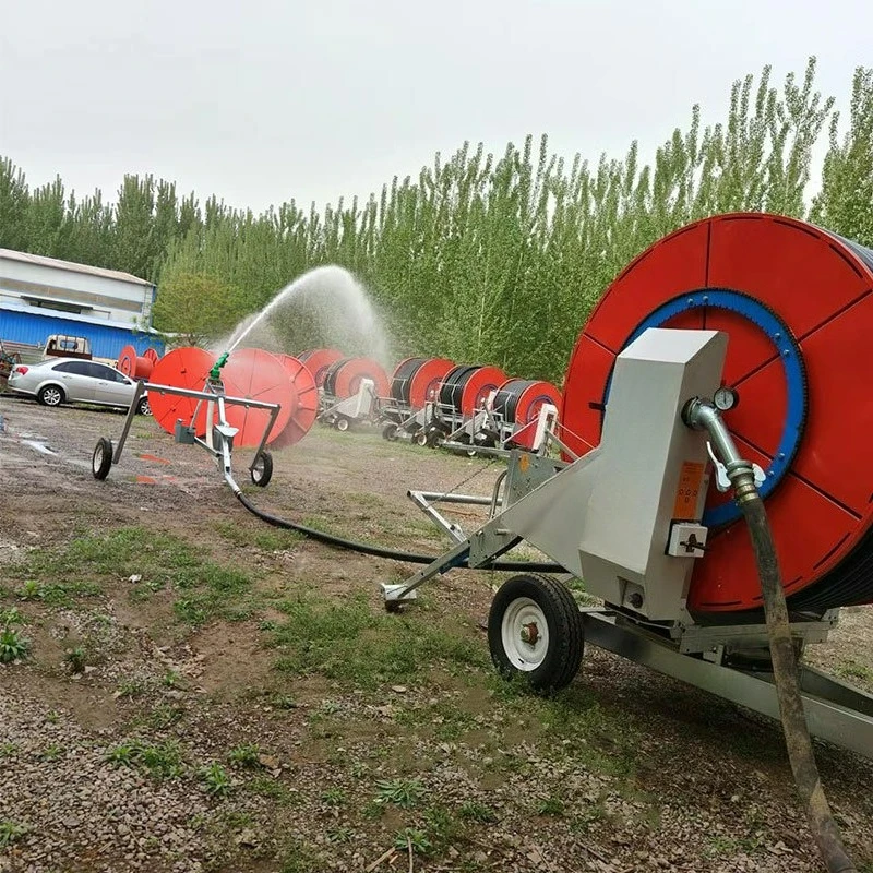 Agricultural reel hose irrigation sprinkler machine, large fully automatic self-propelled farmland watering machine