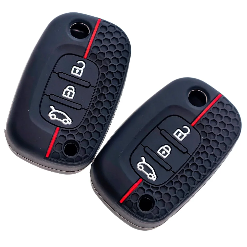 Silicone Car Key Cover for 2016 Megane 3 Fluence LADA Priora Kalina Granta Xray Smart Fortwo Forfour (2015-2017)