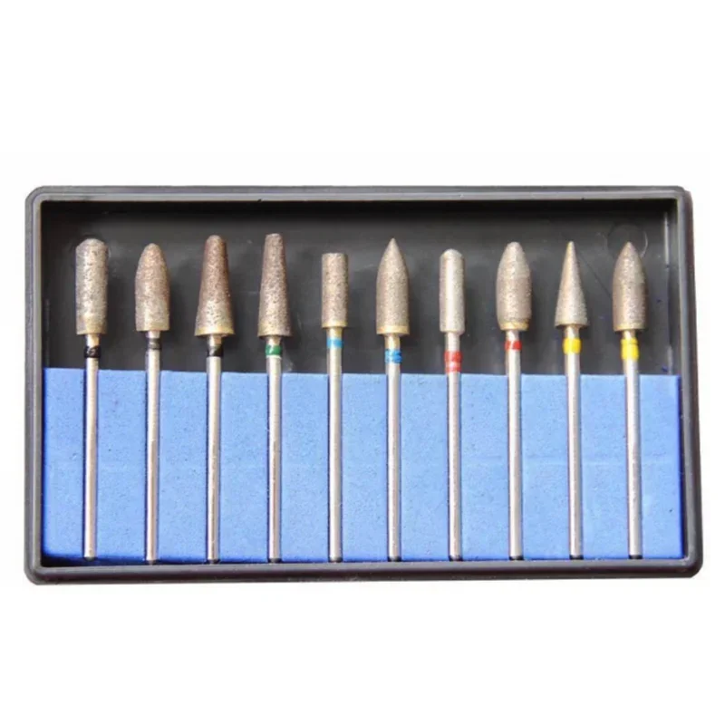 10Pcs Dental Polishing Burs Set Fully Sintered Diamond Grinding Bur Kit 2.35mm HP Shank for Dental Lab Zirconia Ceramic