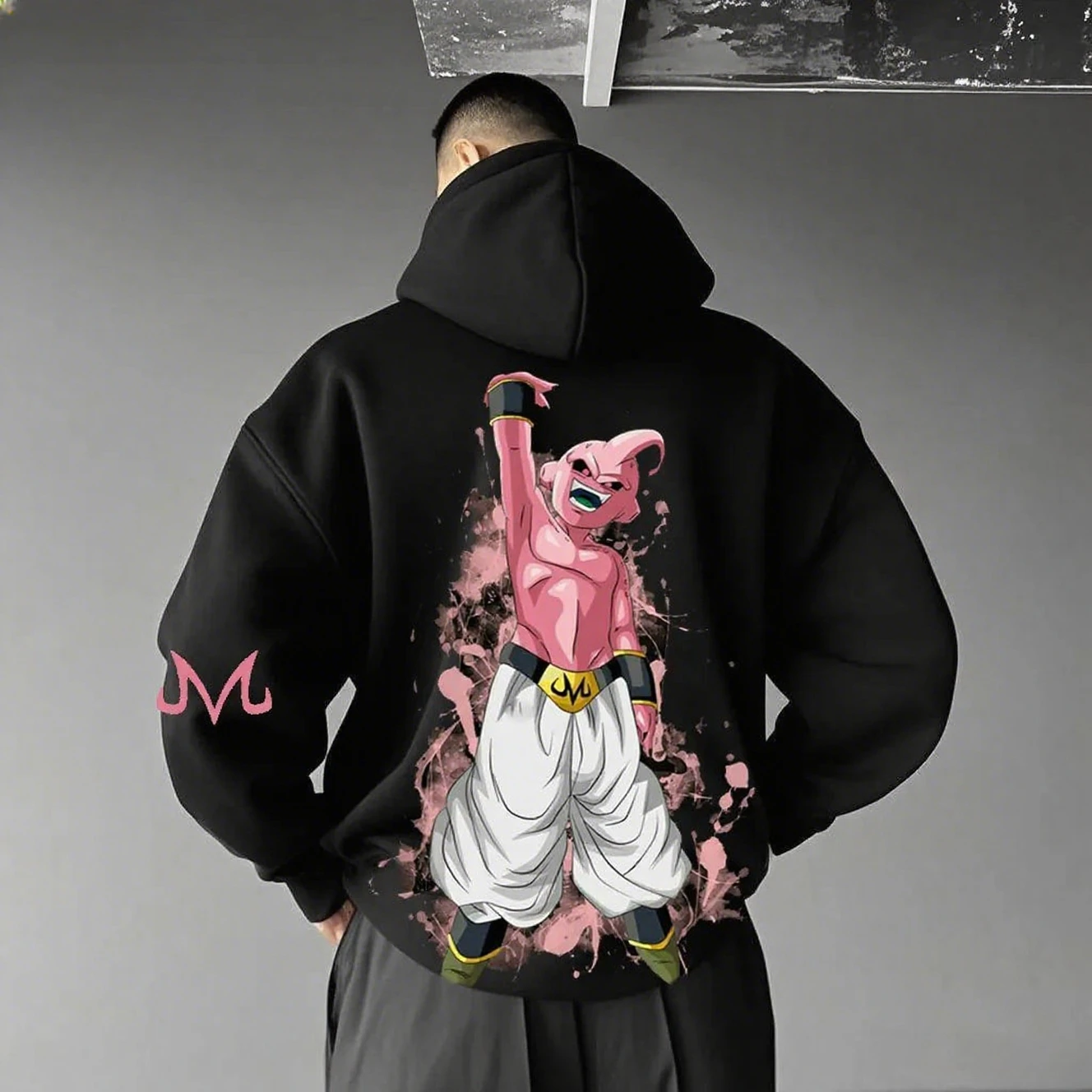 سترة بغطاء للرأس كبيرة الحجم من Dragon Ball Majin Buu للرجال والنساء بلوفر برسومات الرسوم المتحركة ملابس الشارع سترة غير رسمية للخريف والشتاء مع قلنسوة