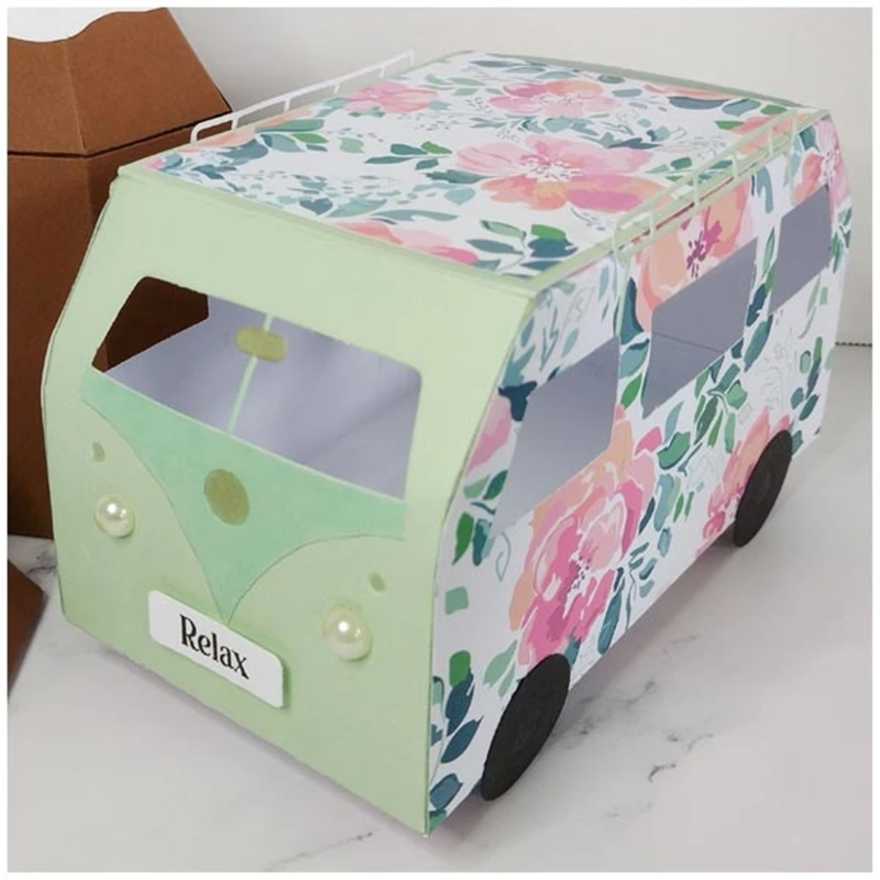 New 2021 Christmas Classic Campervan Gift Box Pocket Metal Cutting Dies Set Scrapbooking Embossing Frame Card Craft Easter stamp