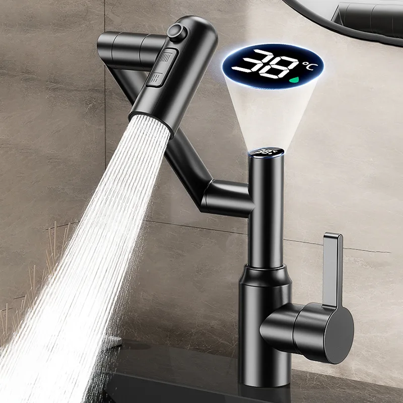 

Smart LED Faucet with Flexible Mechanical Arm,360° Rotation,3-Water Mode,Stainless Steel Hot/Cold Mixer Tap