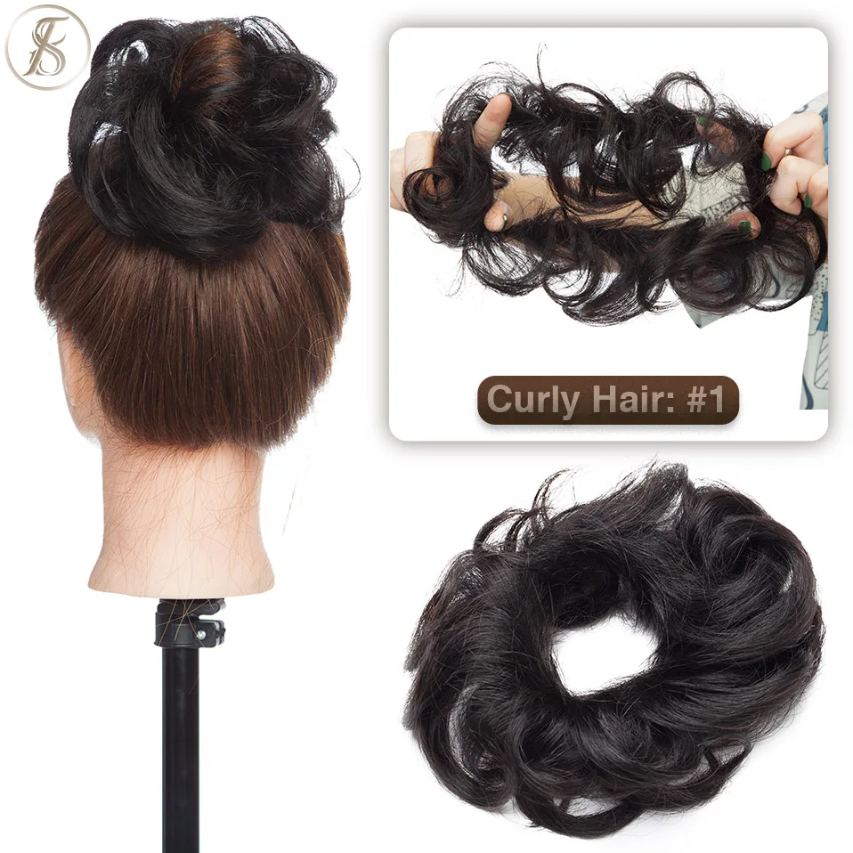 TESS 17g/23g Haar Brötchen Chignon 100% Menschliches Haar Lockiges Haar Elastische Donut Pferdeschwanz-haar Extensions Wrap natürliche Farbe Haarteil – Detail 20