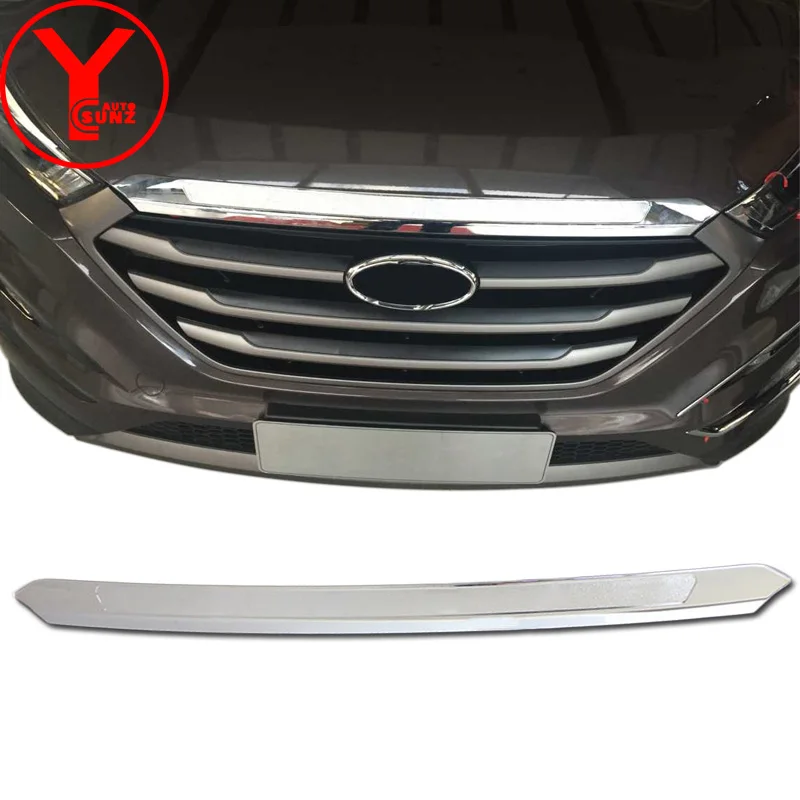 

YCSUNZ ABS Front Grille Bug Shield Stone Guard For Hyundai Tucson 2016 2017 2018 Car Accessories Chrome Bonnet Hood Trim