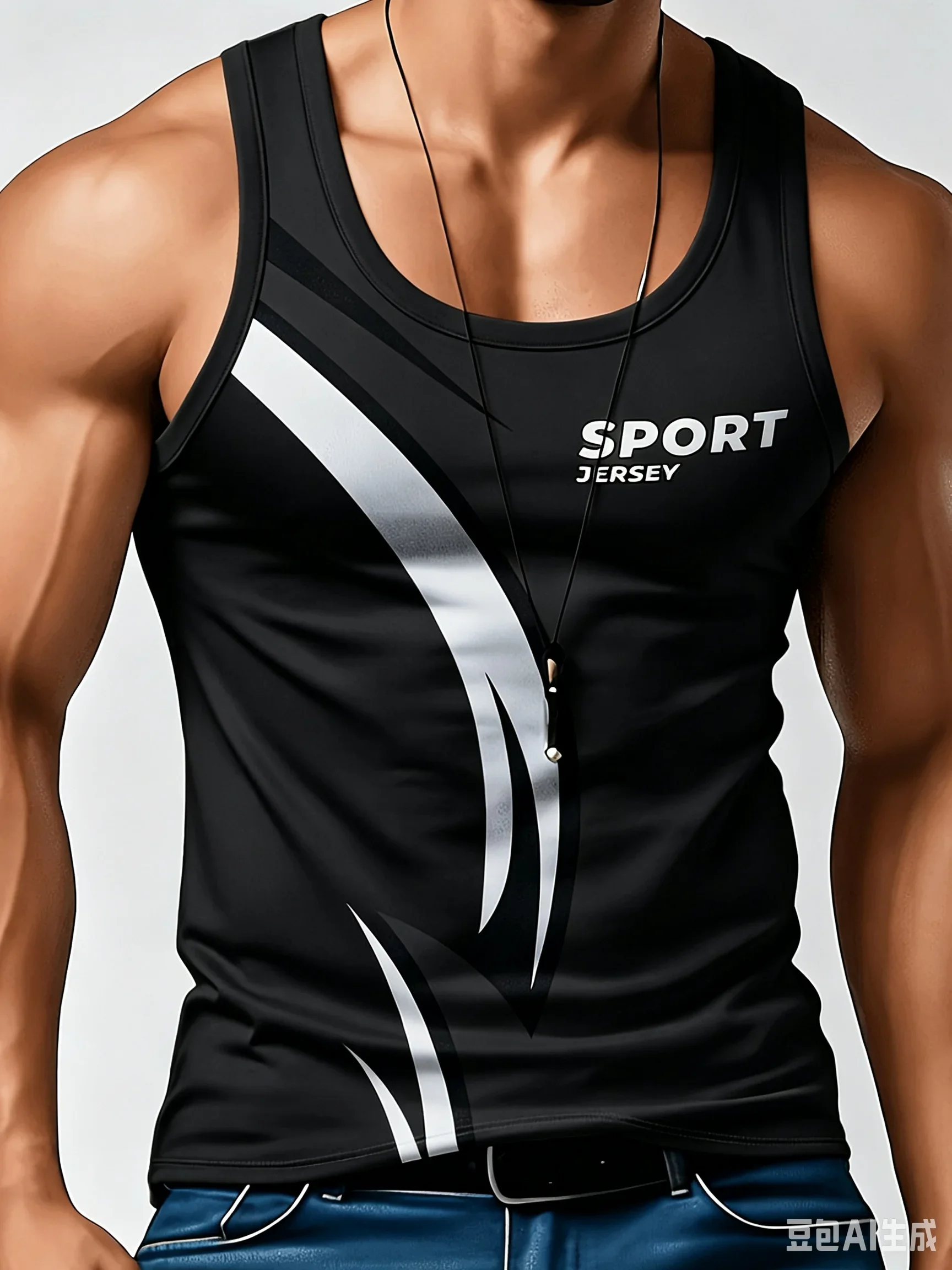 2026 Modisches Neues SPORT-Trikot mit Kurvenstreifen-Print für Herren, Atmungsaktives Schnelltrocknendes Trainings-Tanktop, Fitness-Oberteil