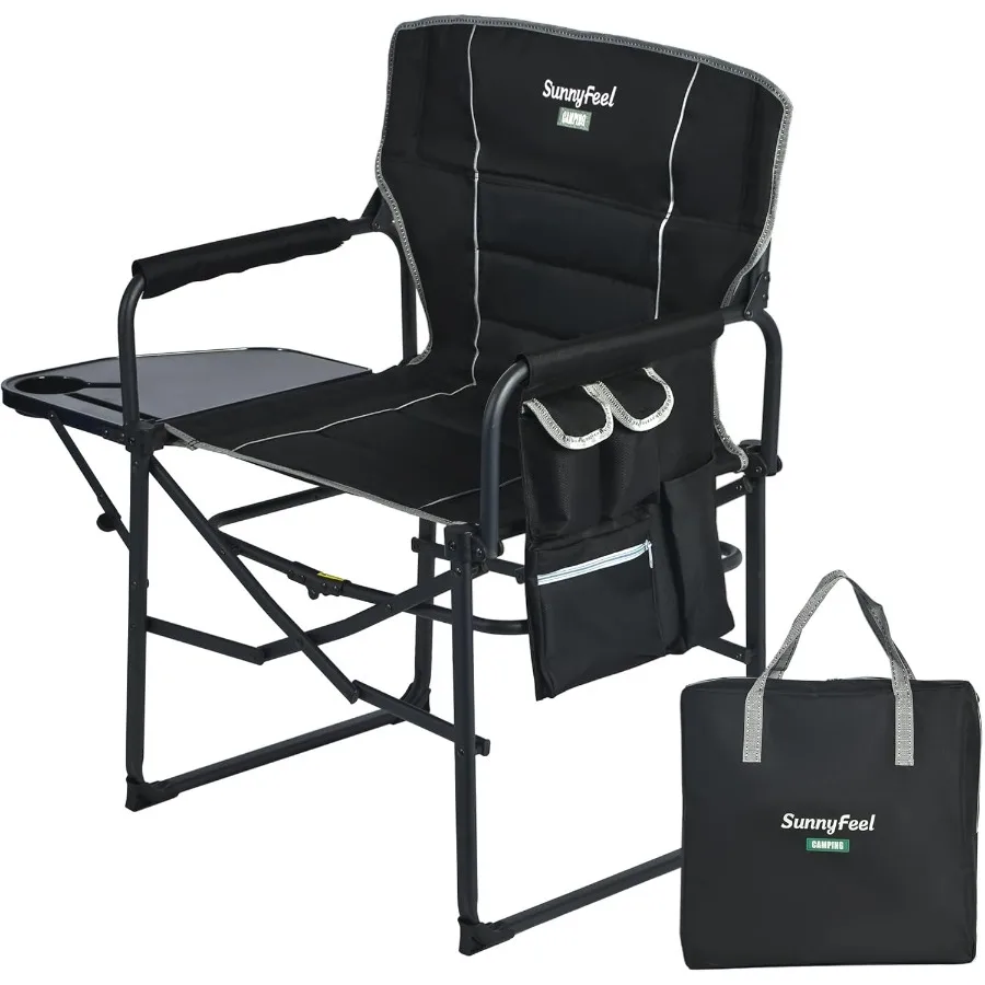 

Негабаритное кресло для кемпинга, 1 упаковка, портативные складные стулья для газона для взрослых, сверхпрочное со столиком, идеально подходящее для пляжа F