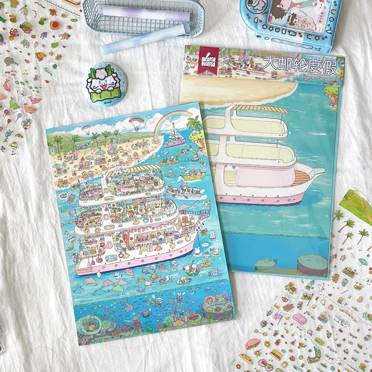 

Landscape Sticker Book Cruise Ship Vacation 3D Layered Cabin Stickers Original Design DIY Craft Puzzle Decoration