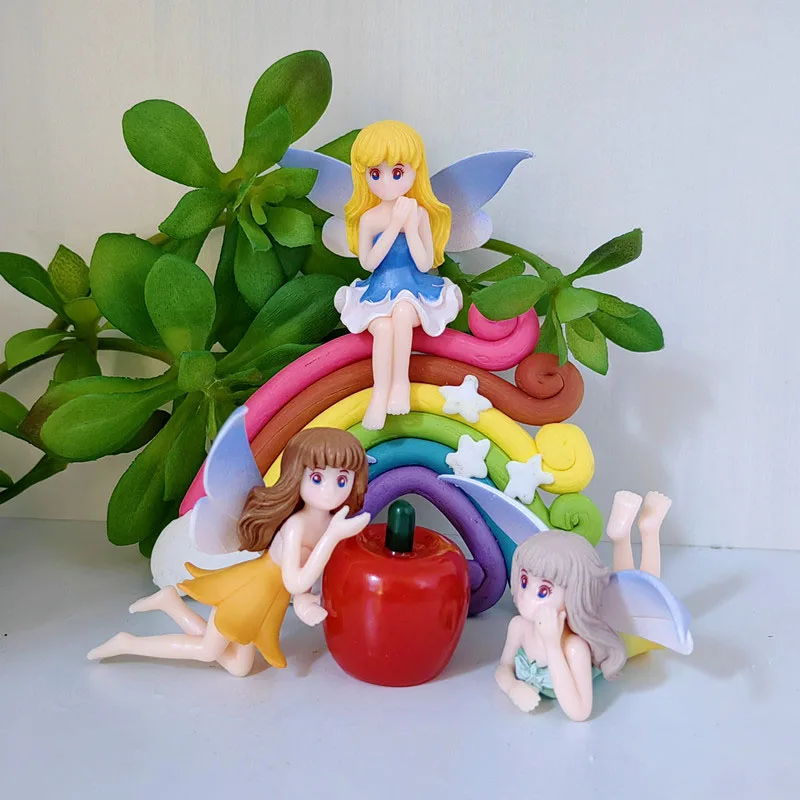 4pc Flower Fairy Elf Figure Ornament Pvc Craft Miniature Figure Tiny for Garden Micro Landscape Potted Decor
