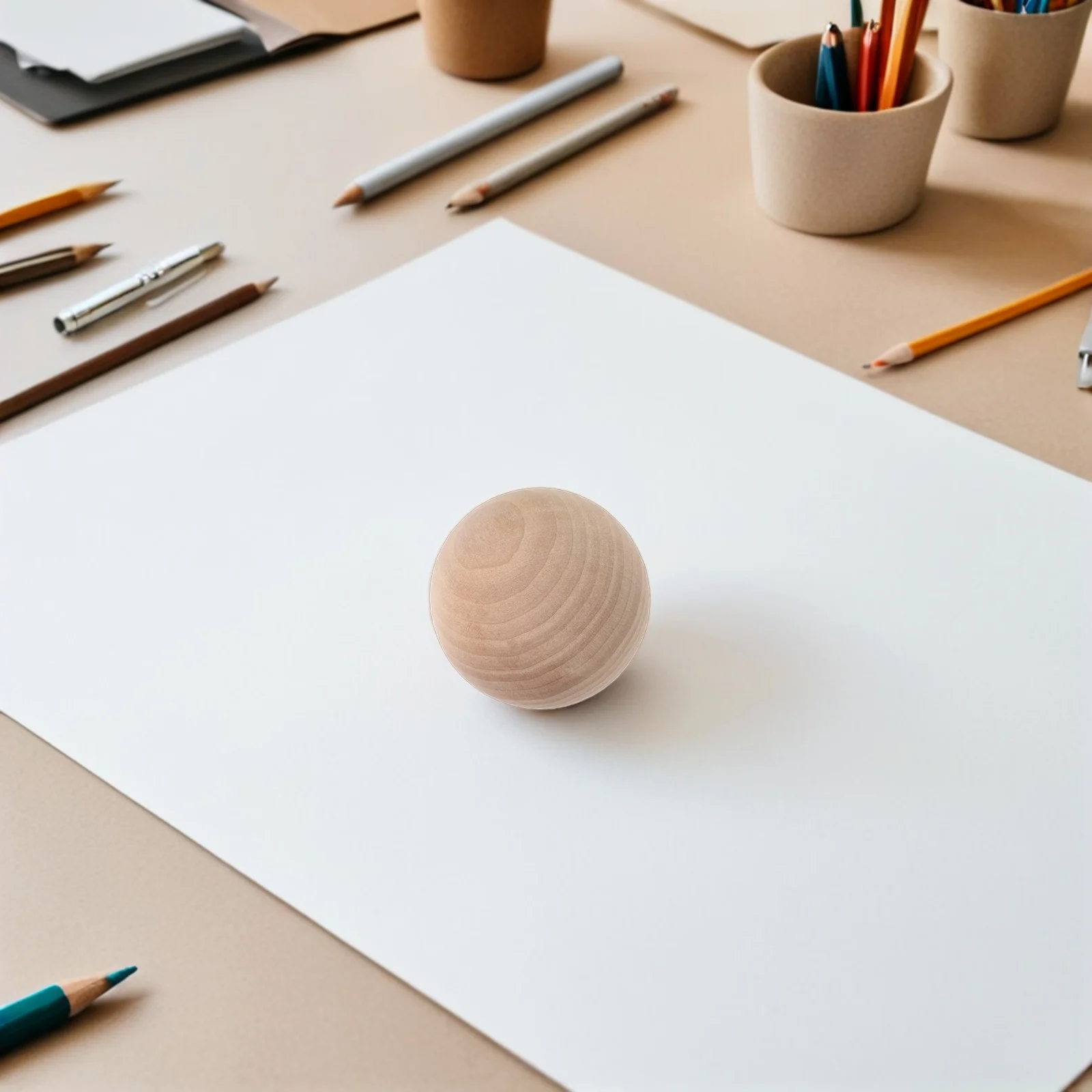 

Unfinished Wooden Ball Round Craft Sphere Teaching Aid Natural Wood Color Smooth Surface for Art Classroom Studio Home