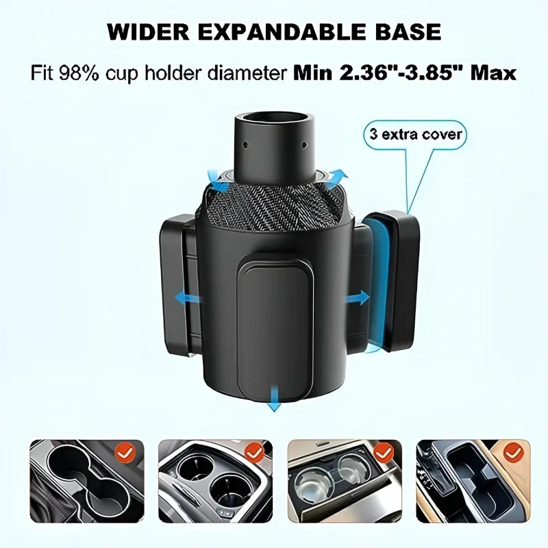 64oz großer Getränkehalter-Expander für das Auto, erweiterbarer Getränkehalter-Adapter mit verstellbarer Basis – Detail 3