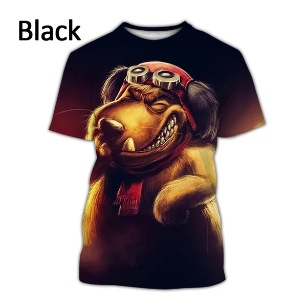 2024 Summer New Fashion Cartoon Muttley Wacky Races 3D Printed Men\'s Casual Funny Crew Neck Short Sleeve