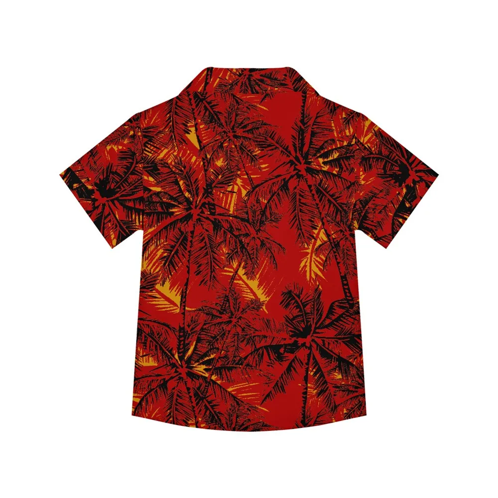 Red Palm Tree Unique Printed Funky Hawaiian Shirt Men Short Sleeve Top Blouse For Summer Couple Clothes Camisas Feminina 2022