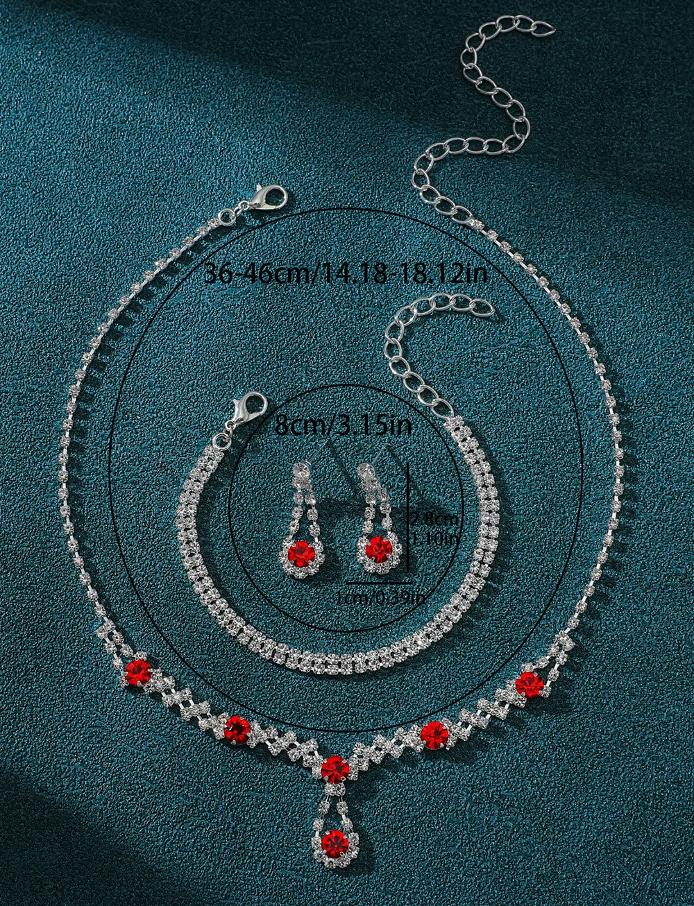 Серебряный свадебный комплект украшений с ожерельем, сережками, браслетом со стразами — свадебным и официальным случаем