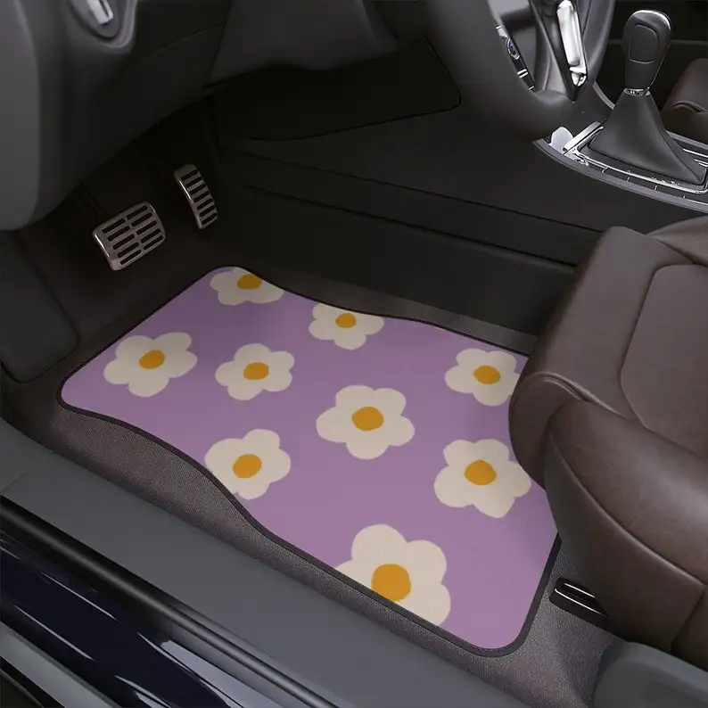 

Kawaii Car Floor Mat,Aesthetic Flower Car Floor Mat,Cute Y2K Car Accessories,Girly Car accessories,cute interior car decor,purpl