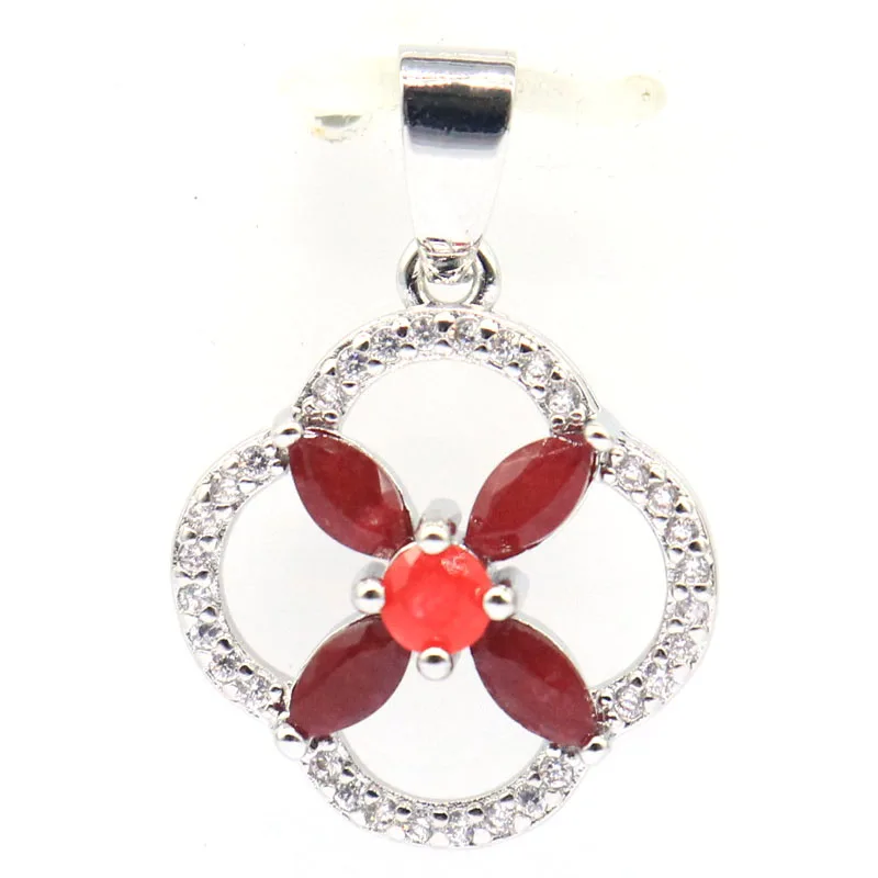 

Buy 4 Get 1 Free 29x20m New Designed Real Red Ruby Green Emerald Peridot Sapphire CZ Silver Plated Pendant