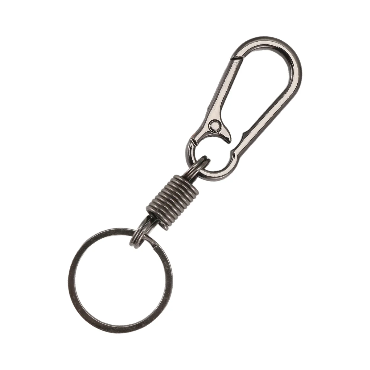 Llavero con mosquetón resistente, llavero pulido, llavero con resorte, llavero de cintura de negocios, negro A002