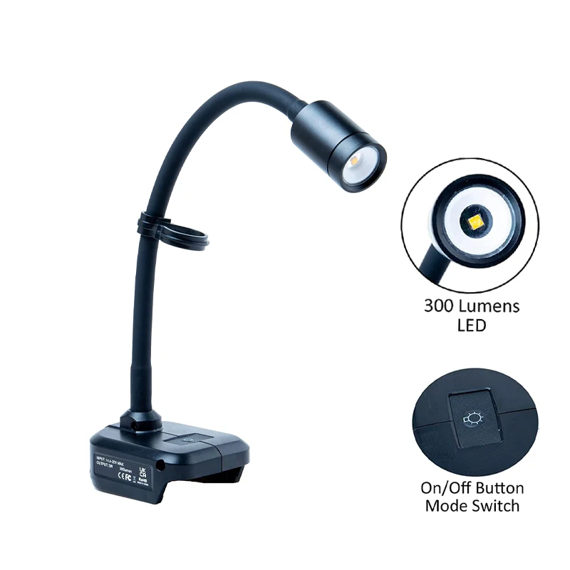 Imagem -06 - Portátil Máquina Trabalho Lâmpada Flexível Gooseneck Led Luz para Maikta 18v Li-ion Bateria para Bancada Torno Candeeiro de Mesa Peças