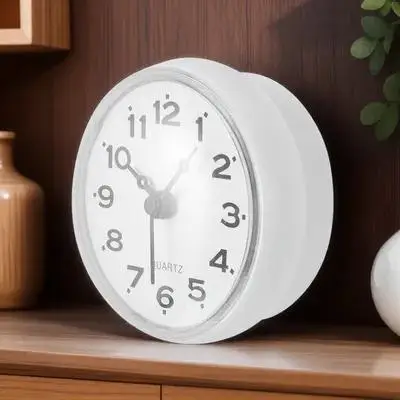 

1pc Waterproof Anti-Fog Cup Clock Kitchen Hanging Clock Silent Wall Hanging Operated Bathroom Kitchen Timepiece