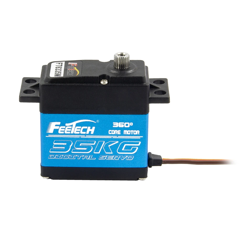 Servomotor digital ft6335m, 7.4v, 35kg, engrenagem de aço magnética de 360 graus com braço de metal para robô, carros rc, avião, quadricóptero, brinquedos