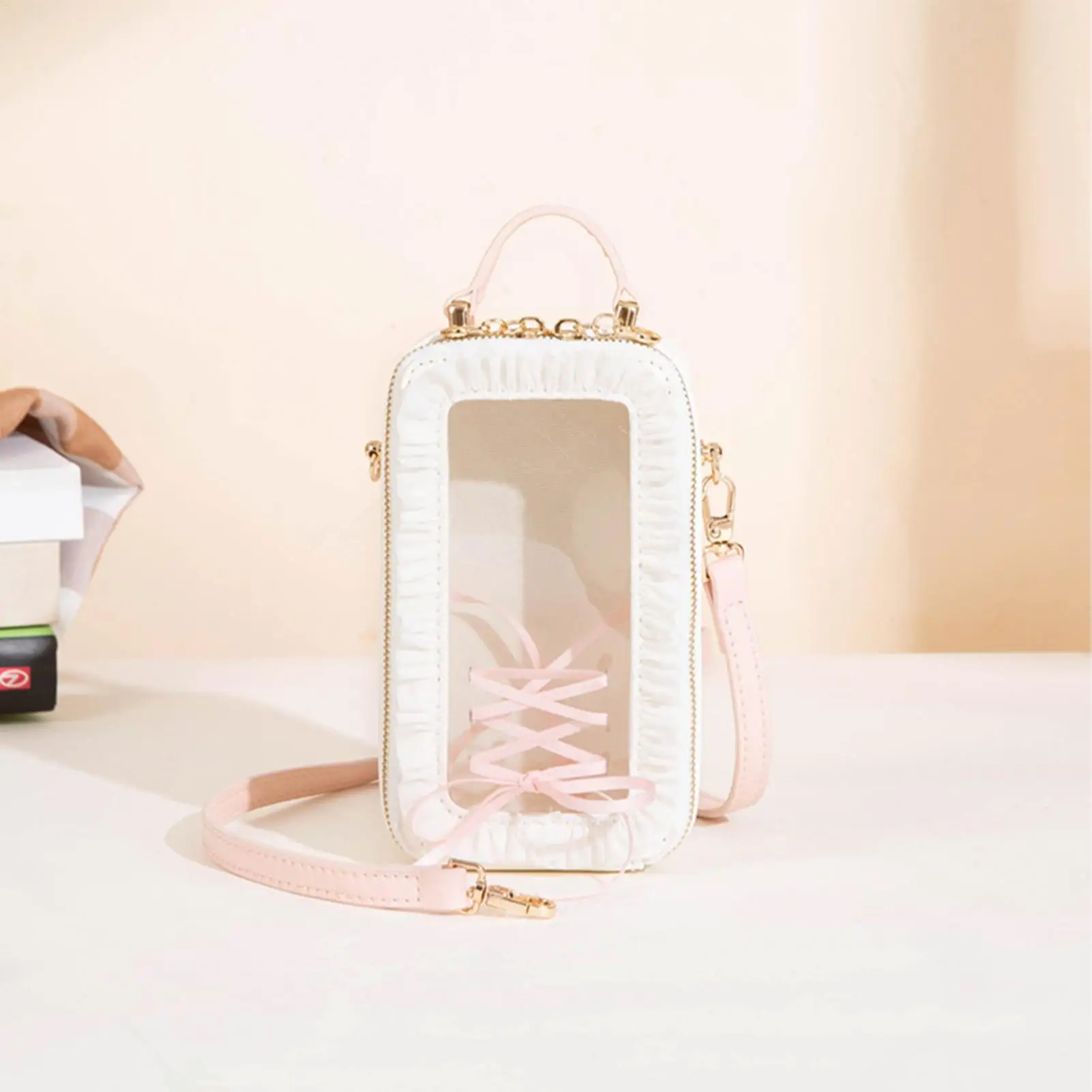 Plush Doll Display Bag Dustproof Tote With Handle And Transparent Window Small Doll Storage Bag For Mini Figure Collectibles