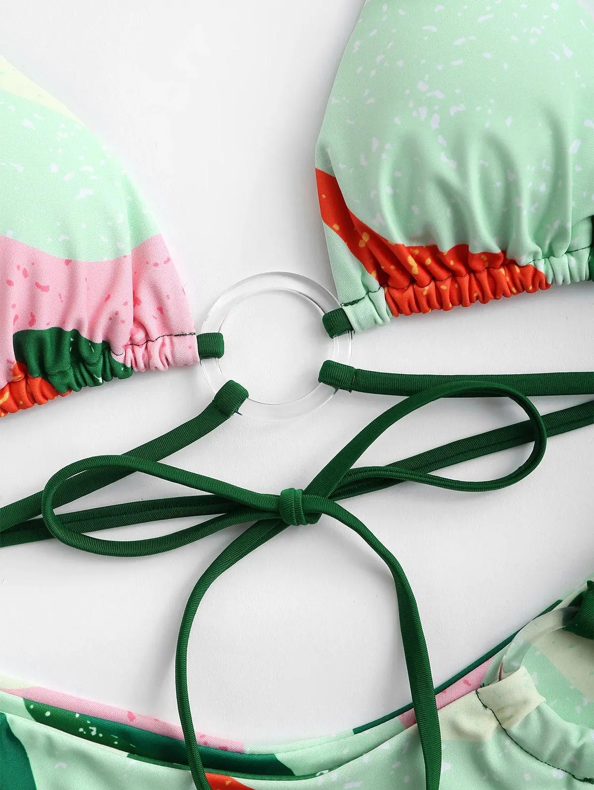 Stroje kąpielowe bikini ZAFUL Colorblock O Ring z wysokim nitką na nogawkach