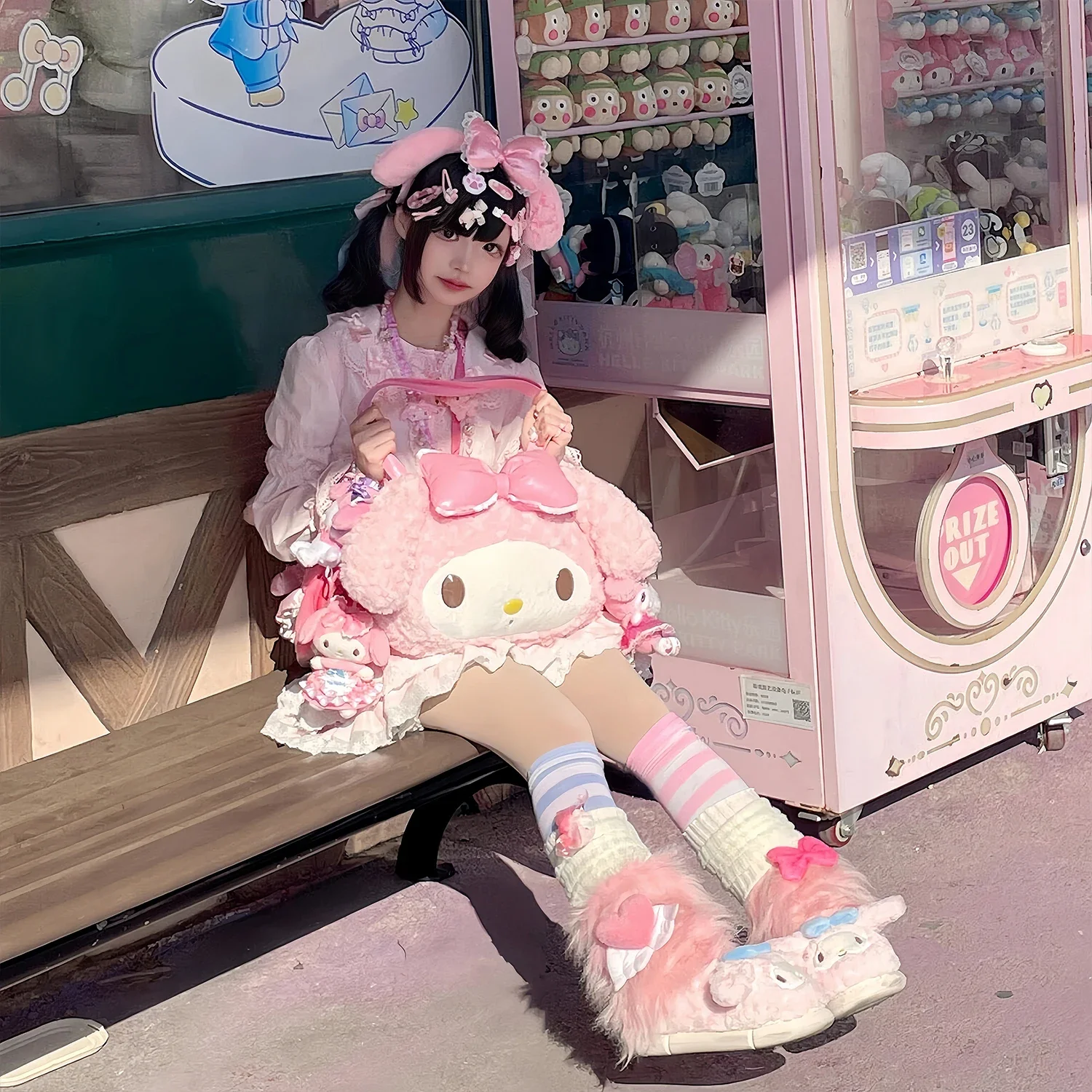 

Милая сумка-тоут Sanrio My Melody 2026: плюшевая, розовая, большая вместимость, для студентов, в стиле кавай, с мультяшным дизайном