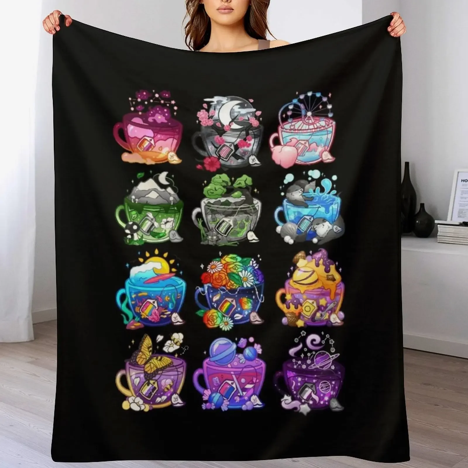 

Pride Flag Teacup Collection Throw Blanket anime Cute Large Decorative Sofas Blankets
