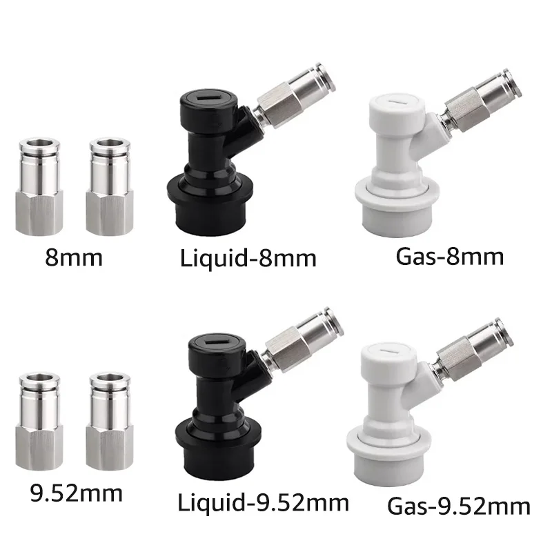8mm/9.52mm Quick Joint Connector,Stainless Steel Push-In Fittings with Ball Lock Disconnect,Tube Push-to Adapter for Beerbrew