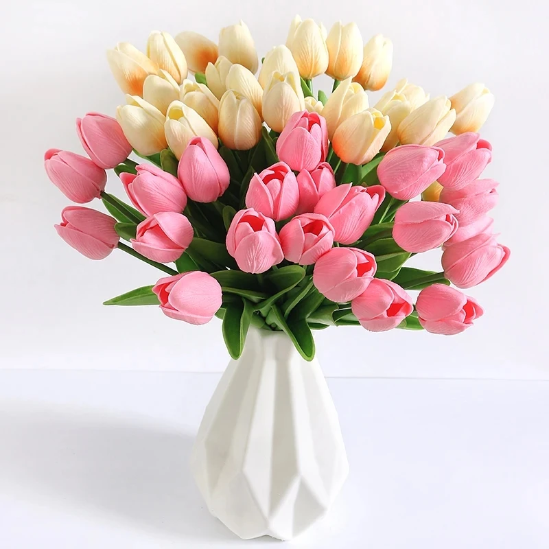 Artificial Tulip Flowers Plants For Interiors Outdoor Garden Soft Material Party Accessories Gifts For Female Festival Ornaments