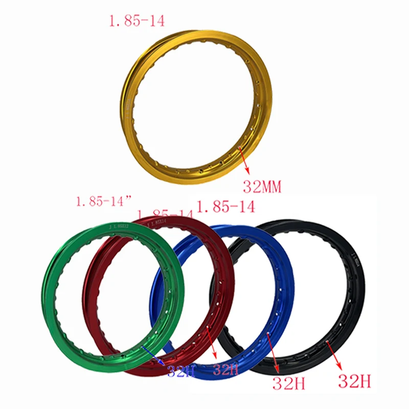 

Customed 14-Inch Motorcycle Wheel Rim for Honda Jialing Lifan Kayo KTM Loncin Pitbike 1.85-14 (32Hole) Modified Motorbike Wheel