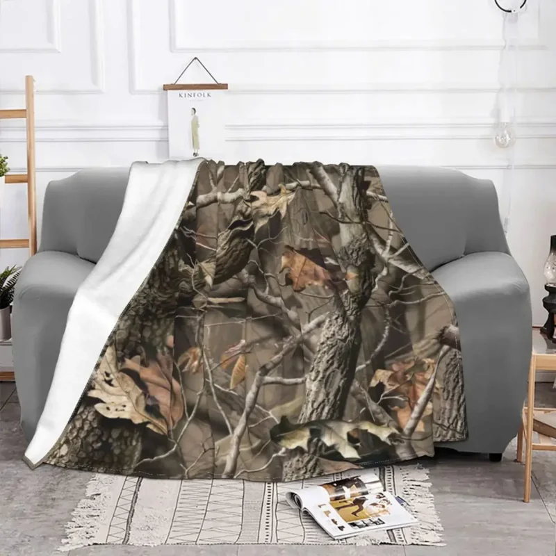 Real Tree Camouflage Camo Blanket Flannel All Season Military Popular Warm Throw Blankets for Bed Couch Bedding Throws