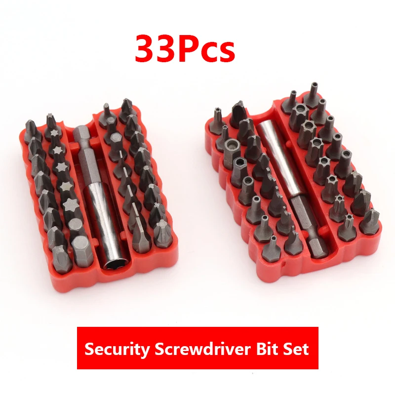 

33Pcs Security Screwdriver Bit Set Magnetic Holder Drill Tool Screws Security Tamper Proof Spanner Star Hex Torx Wing Bit Set