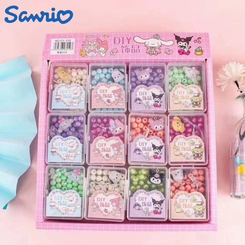 

24pcs Sanrio Kuromi Melody Cute Diy Bracelet Pendant Plastic Beading Handmade Stationery Store Birthday Gift Wholesale