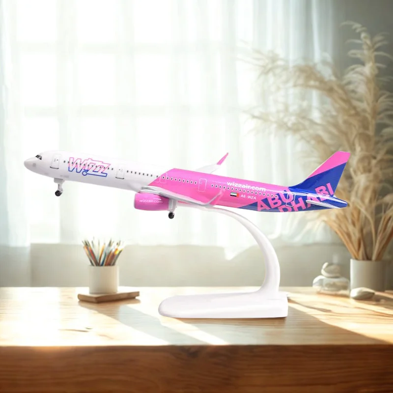 

20cm Airplane Wizz A321 Metal Scale 1 400 Aircraft Prebuilded Model Alloy Metal Plane Machine Light Weight For Collections Gifts