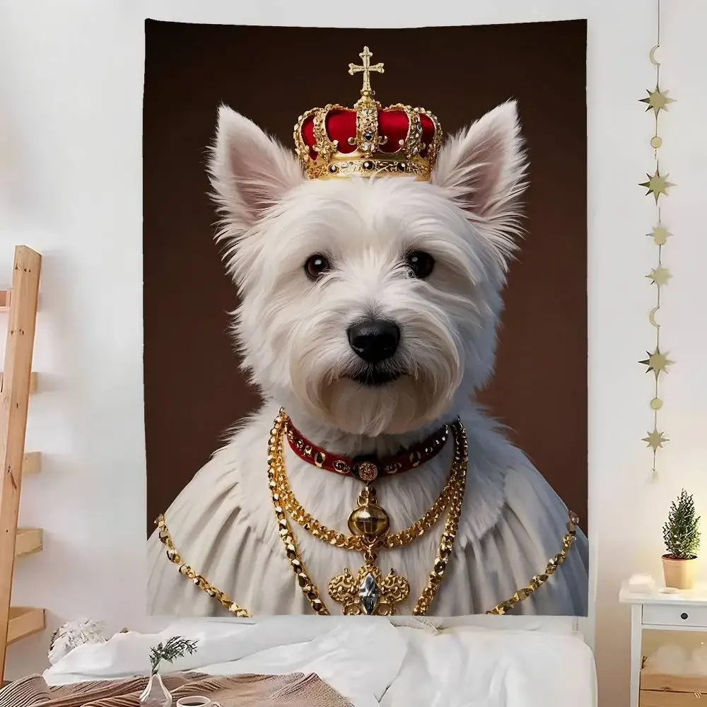 West Highland White Terrier نسيج غرفة النوم المعيشة بار حديقة في الهواء الطلق ستوكات مهرجان الديكور خلفية الفن راية