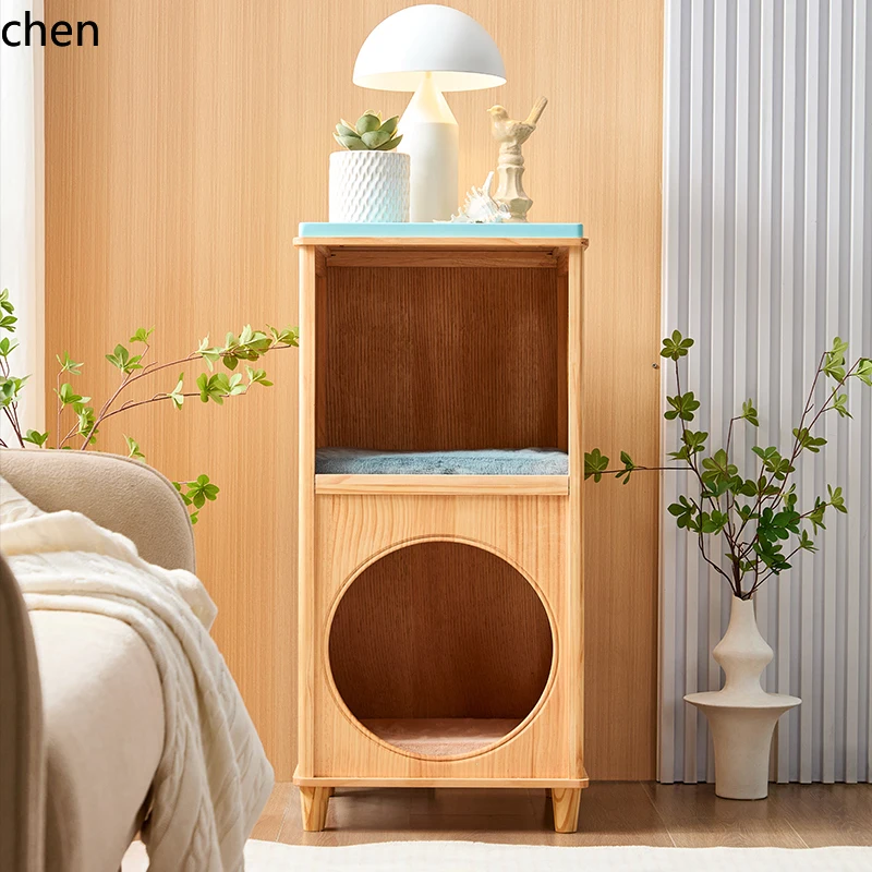 CZ solid wood cat nest cabinet double layer cat house four seasons universal side table bedside table type bed