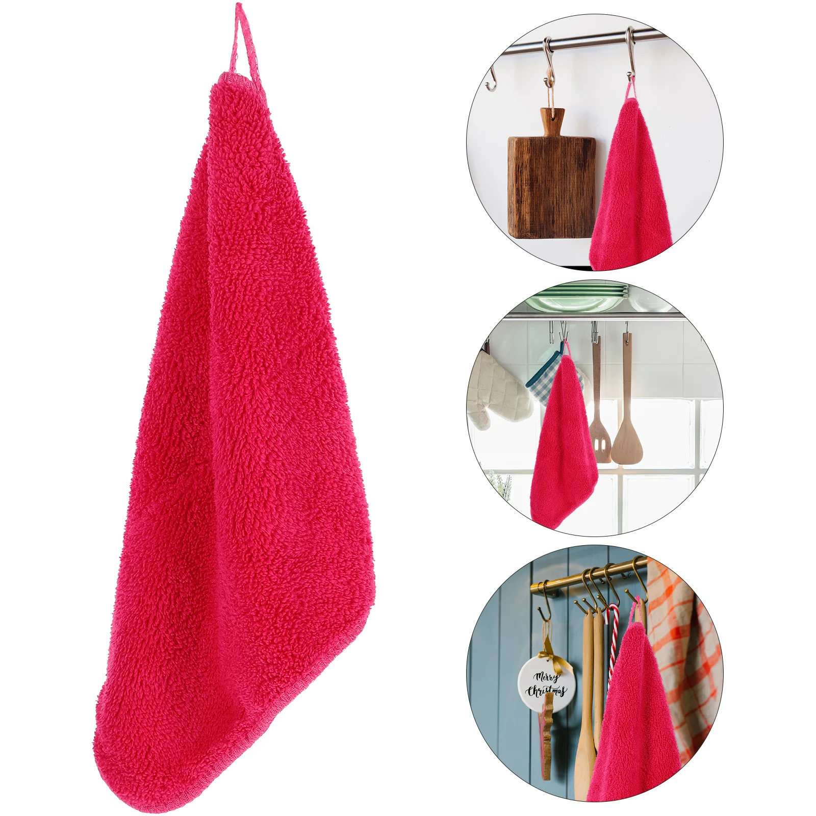 المرجان الفاكهة منشفة اليد روزي معلقة لا يتلاشى لا الوبر ماصة للماء الاطفال غسل منشفة الحبل تصميم المطبخ الحمام #2