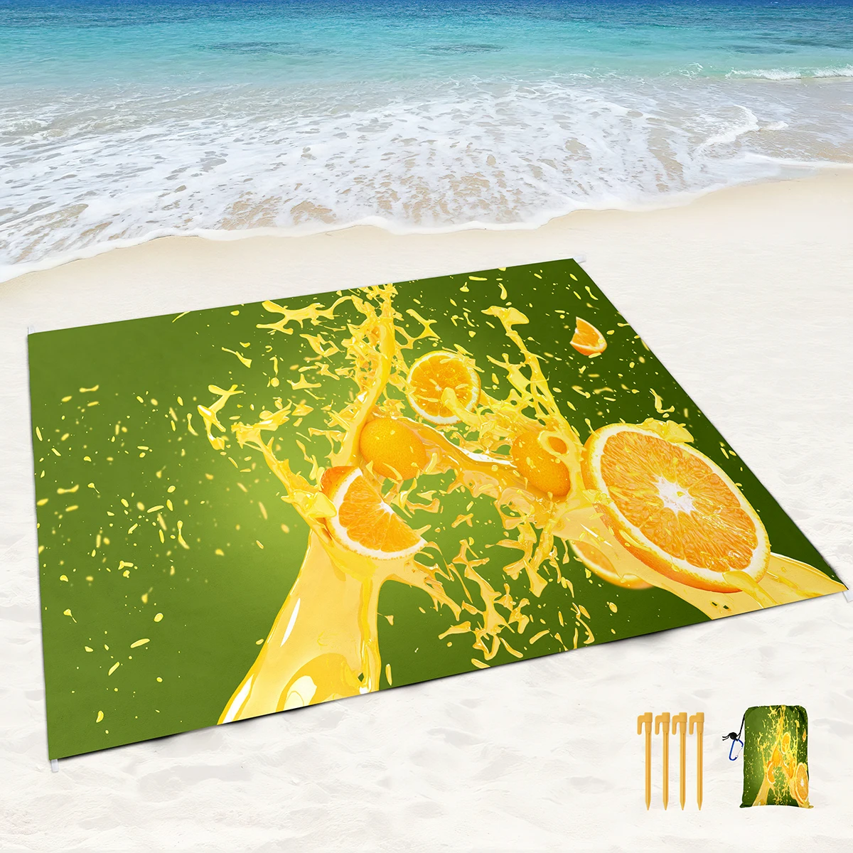 Fruit Beach Blanket Sandproof Waterproof Lemon Print Beach Mat,Portable Quick Drying Soft Picnic Blanket for Beach Party,Camping