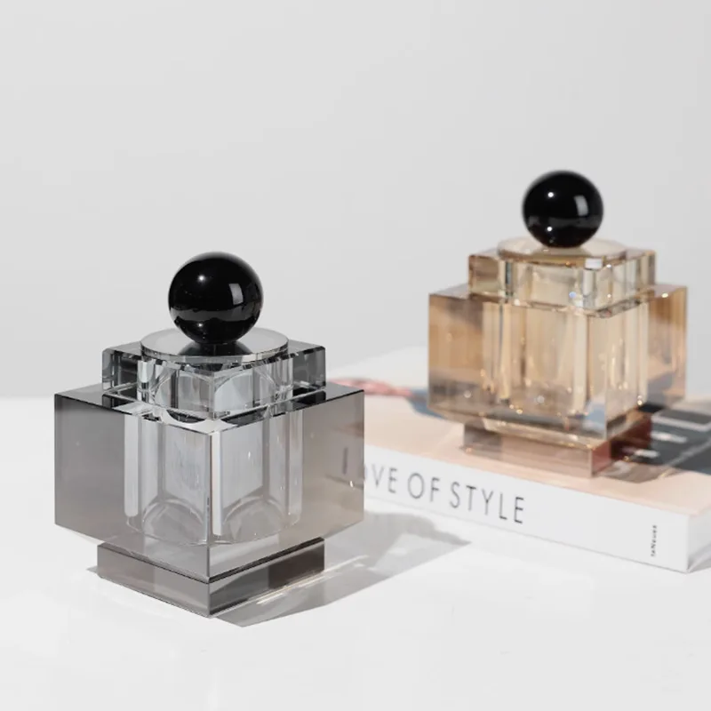 

Glass Jar Geometric Clear Crystal Storage Jar Cubic Square Transparent Storage Tank Jewelry Box Container Home Decoration