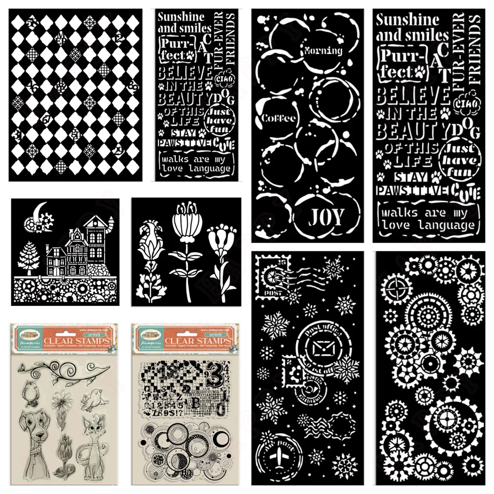 Christmas Gears Stencil DIY Layering Stencils Graphics Painting Scrapbooking Ornament Album Embossed Template Stencil New 2025