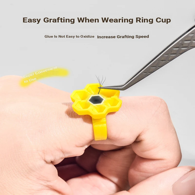 كوب غراء على شكل قرص العسل لتمديد الرموش مع وظيفة التأخير، كوب نازف غراء قابل لإعادة الاستخدام بتصميم زهر البرقوق، كاذبة احترافية #6