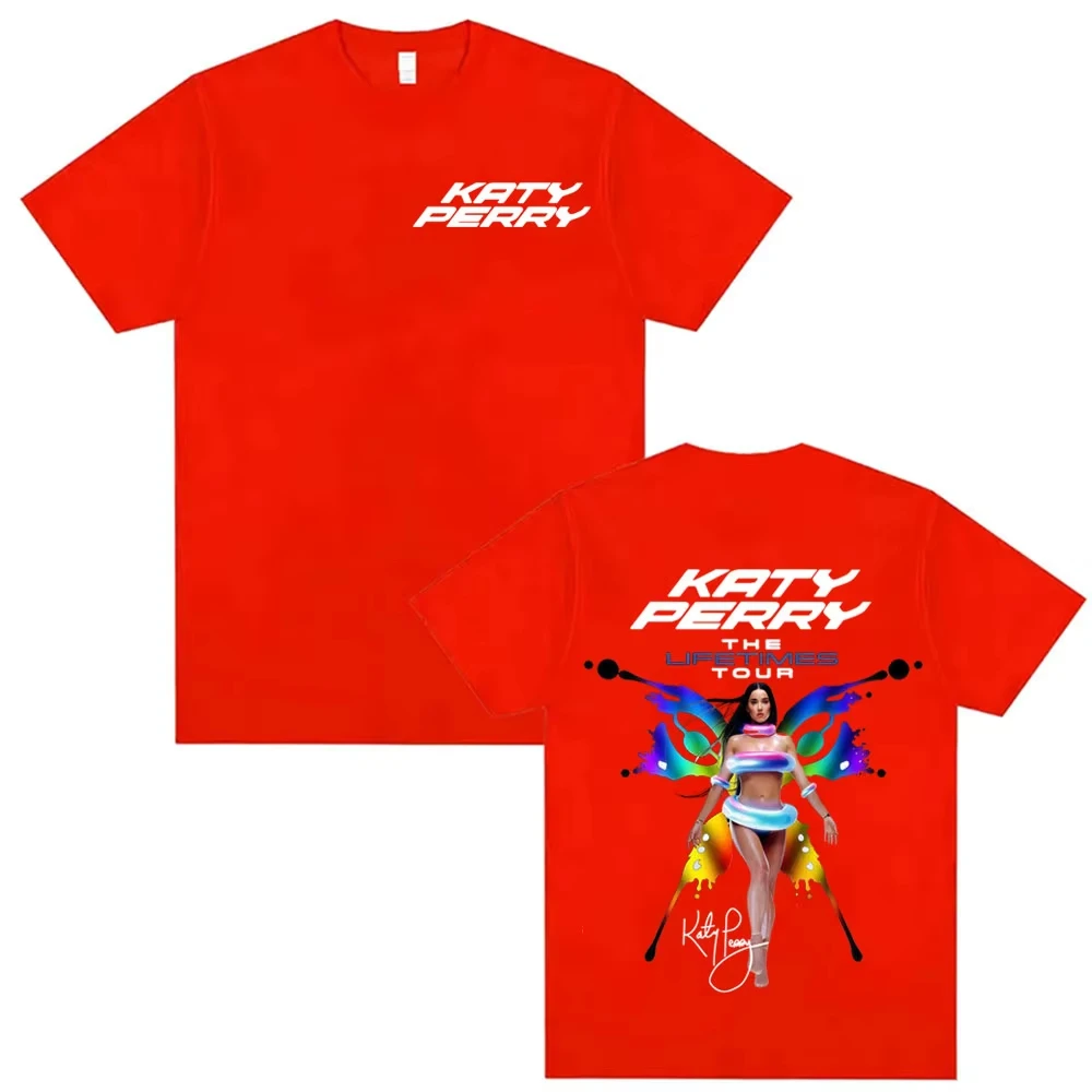 Sänger Katy Perry The Lifetime Europe Tour 2025 T-Shirt Herren Damen Harajuku Mode Ästhetik T-Shirts Lässiges übergroßes T-Shirt