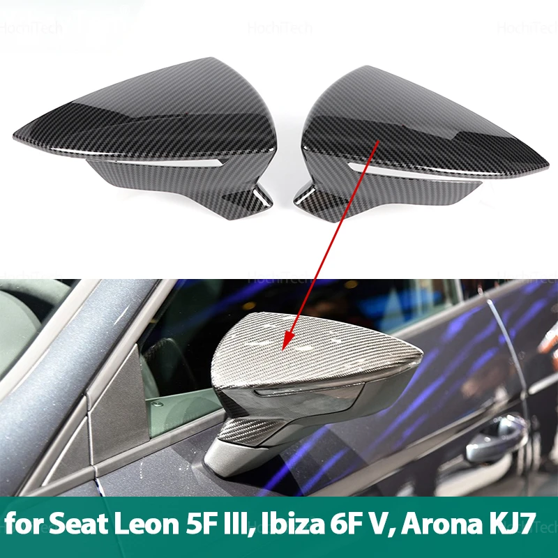 

For Seat Leon Lion 5F III ST FR Cupra, Ibiza 6F V KJ1 , Arona KJ7 Carbon Fiber Door Wing Side Mirror Cover Caps Shell Case